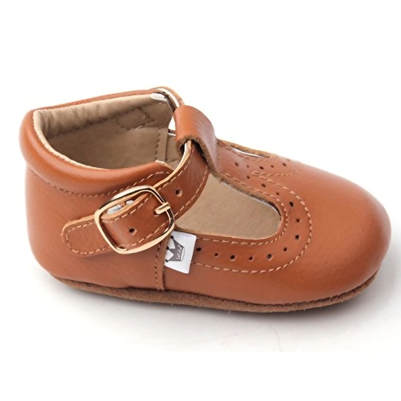 Liv & Leo T-Bars Oxford Dress Shoes Baby Girls First Walker Tan Leather 6m - 12m - Picture 3 of 10